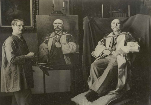 Photograph of President Douglas Hyde having his portrait painted by the artist William Conor, 8 November 1938. 