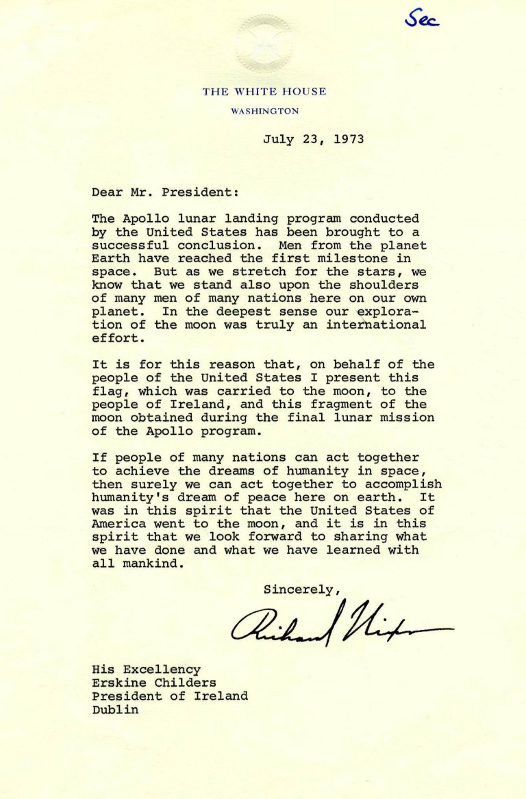 Letter President Childers to US President Nixon