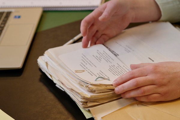 Person reviewing archive document