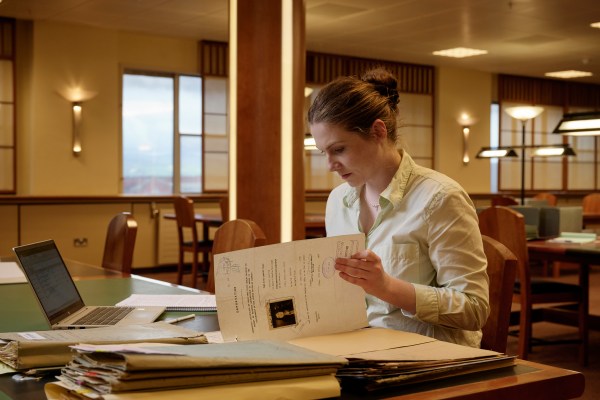 Woman researching in National Archives