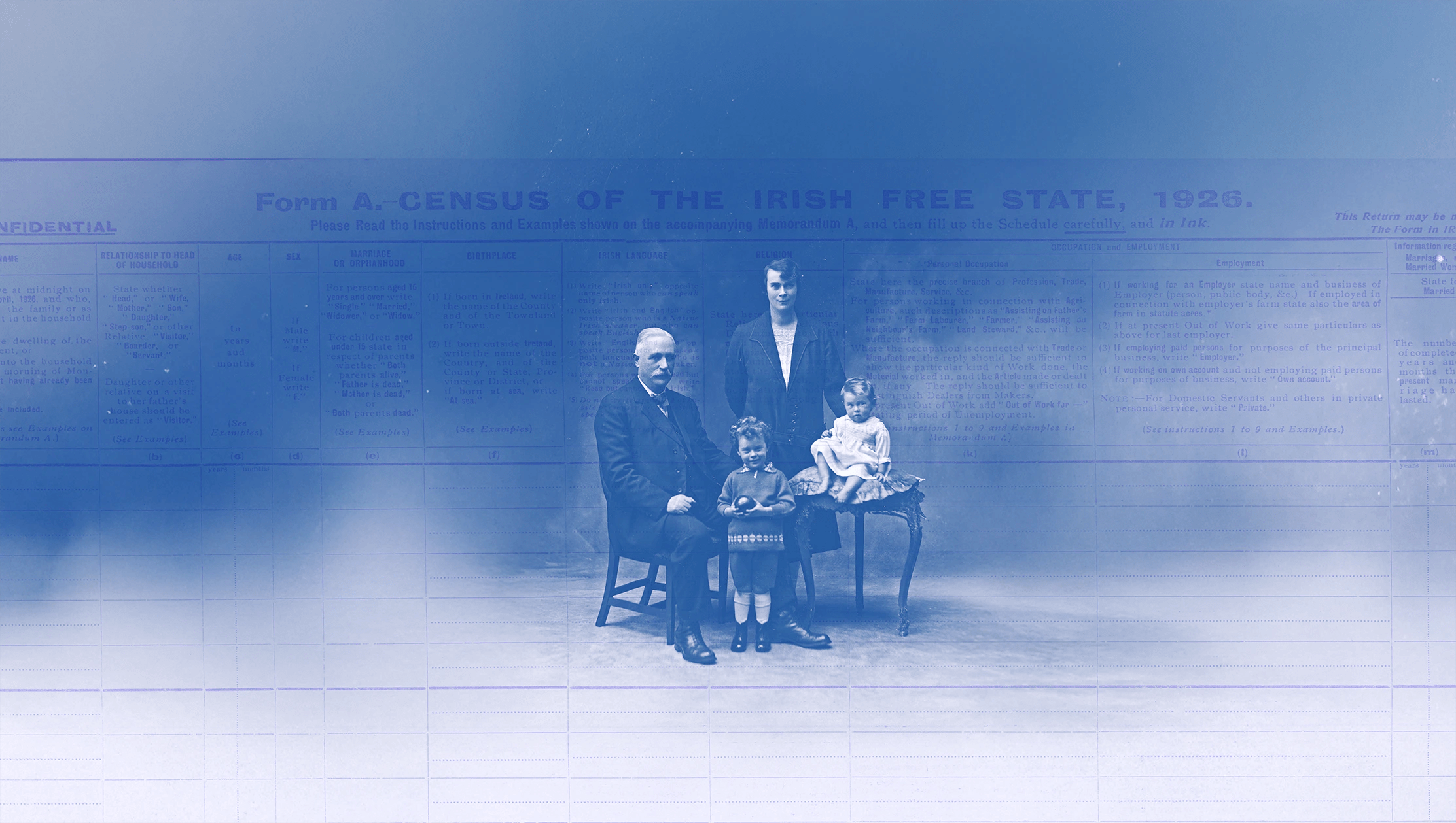 Portrait of family taken 1926, part of Census 1926 branding
