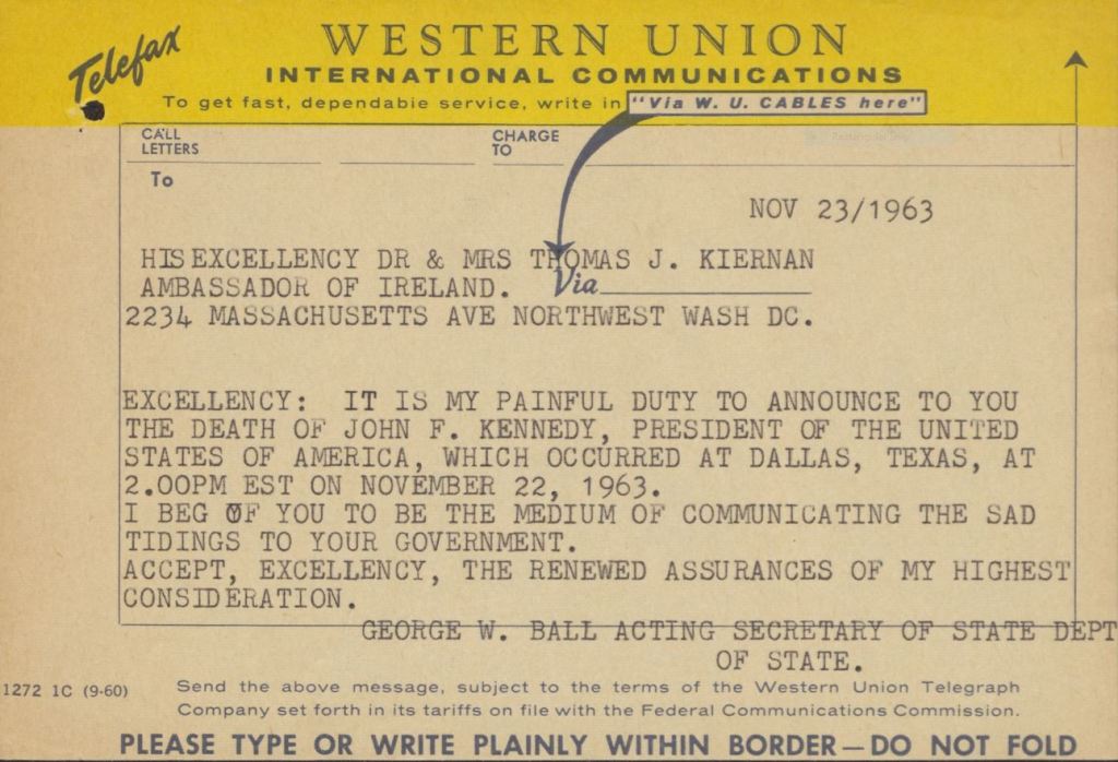 Telegram dated 22 November 1963